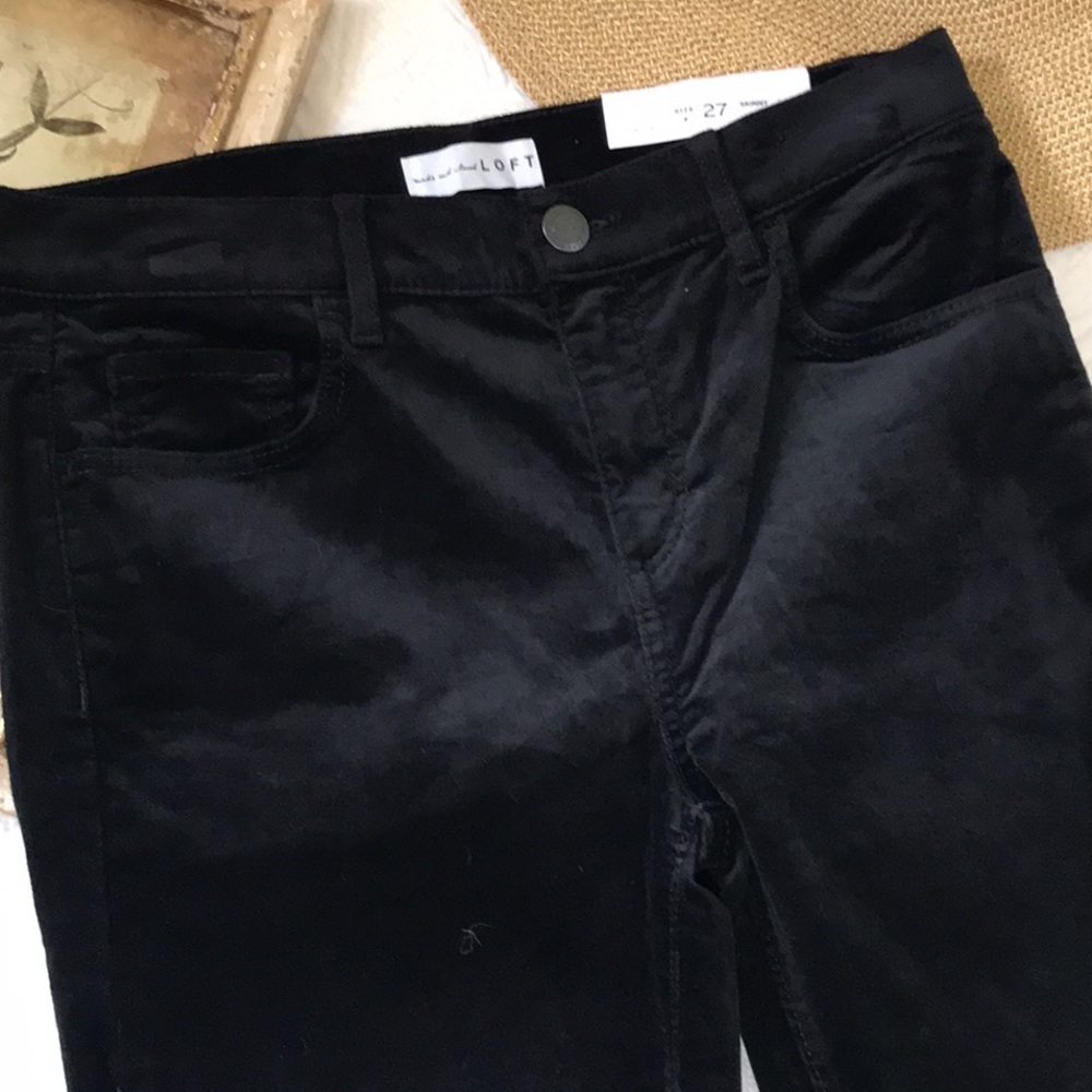 NWT Loft Velvet Skinny Pants Black - Picture 10 of 13